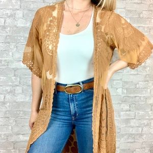 Boho Long Floral Embroidered Kimono Duster